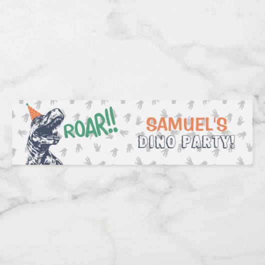 Dinosaur T-Rex in Party Pet Birthday Party Waterfles Etiket (Enkel label)