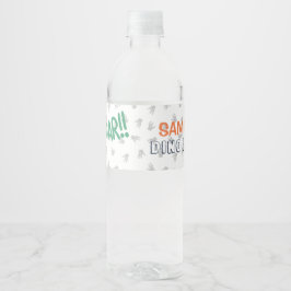 Dinosaur T-Rex in Party Pet Birthday Party Waterfles Etiket