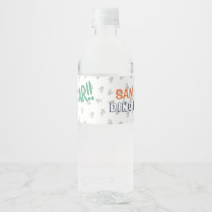 Dinosaur T-Rex in Party Pet Birthday Party Waterfles Etiket