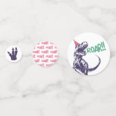 Dinosaur T-Rex in Party Pet Pink & Paarse Birthday Confetti (Voorkanten)