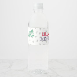 Dinosaur T-Rex in Party Pet Pink & Paarse Birthday Waterfles Etiket