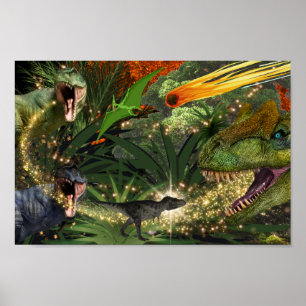 Dinosaur T-rex jongens meteor Dino-eilanddieren Poster
