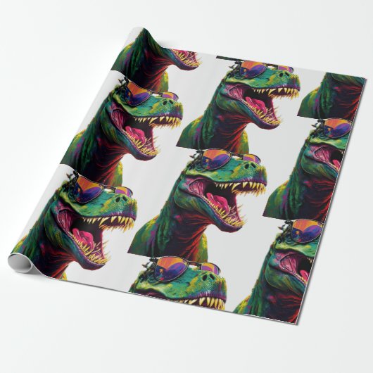 Dinosaur T Rex Jurassic Cool Cadeaupapier (Uitgerold)