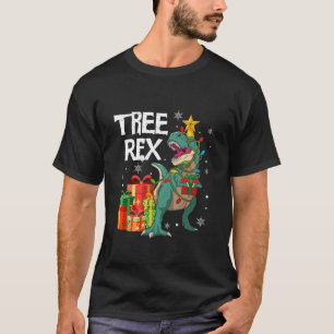 Dinosaur T Rex Kerstboom Verlichting Pyjama Mannen T-shirt