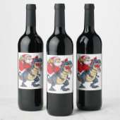 Dinosaur T rex Kerstkerstkerstkerstkerstkerstkerst Wijn Etiket (Flessen)