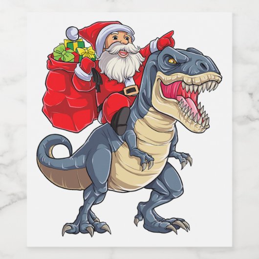 Dinosaur T rex Kerstkerstkerstkerstkerstkerstkerst Wijn Etiket (Enkel label)