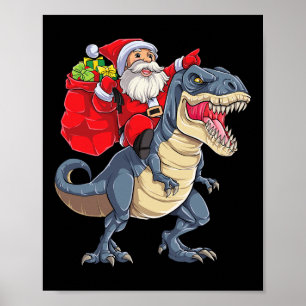 Dinosaur T Rex Kerstman Jongens Mannen Meisjes Xma Poster