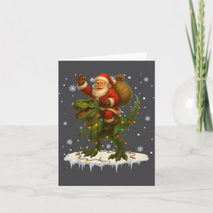 Dinosaur T Rex Kerstman Santa Jongens Mannen Meisj Kaart