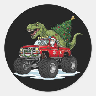 Dinosaur T Rex Kerstman Santa Jongens Mannen Meisj Ronde Sticker