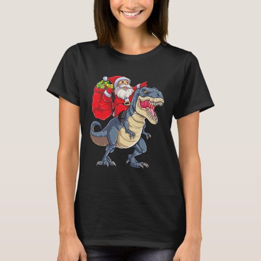 Dinosaur T Rex Kerstman Sinterklaas Jongens Mannen T-shirt (Voorkant)