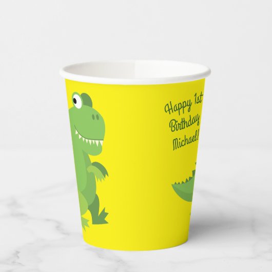 Dinosaur T-Rex Kids Verjaardagsfeest Papieren Bekers (Links)