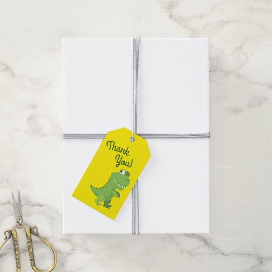 Dinosaur T-rex Kinder 1ste verjaardag van de Dino- Cadeaulabel (Met Touw)