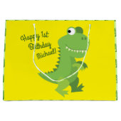 Dinosaur T-rex Kinder 1ste verjaardag van de Dino- Groot Cadeauzakje (Voorkant)