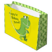 Dinosaur T-rex Kinder 1ste verjaardag van de Dino- Groot Cadeauzakje (Achterkant Gekanteld)