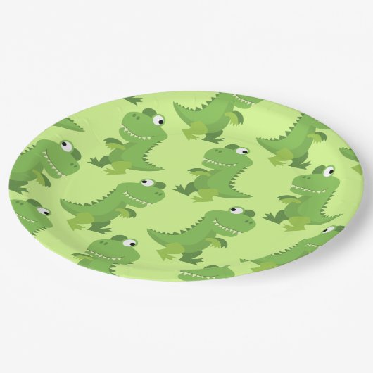 Dinosaur T-rex Kinder 1ste verjaardag van de Dino- Papieren Bordje (Gekanteld)