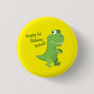 Dinosaur T-rex Kinder 1ste verjaardag van de Dino- Ronde Button 3,2 Cm