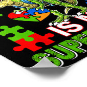 Dinosaur T-rex Kinder autisme is mijn Superpower a Poster (Hoek)