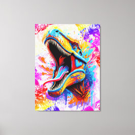 Dinosaur T-Rex - Kleurrijke Dinosaur Trex Canvas Afdruk