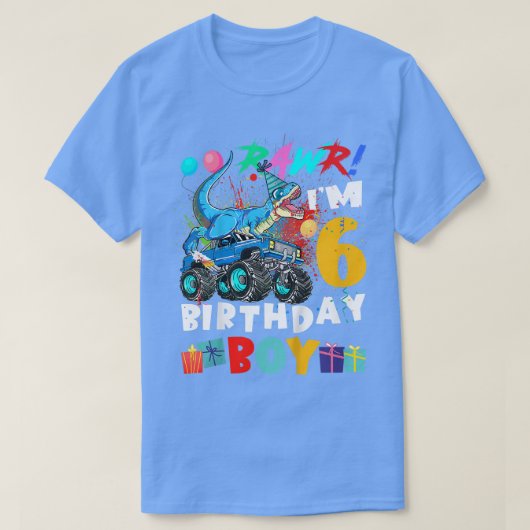 Dinosaur T Rex Monster Truck 6 Year Old 6th B T-shirt (Design voorkant)