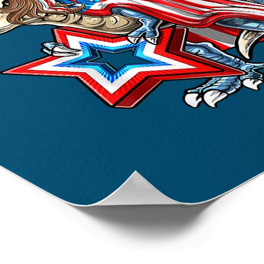 Dinosaur t rex Mullet 4 juli Amerikaans Poster (Hoek)