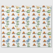 Dinosaur T-rex Name Age Wrapping Paper Cadeaupapier (Vlak)