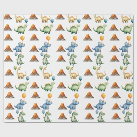 Dinosaur T-rex Name Age Wrapping Paper Cadeaupapier (Vlak)