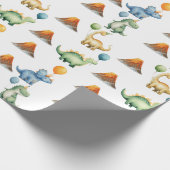 Dinosaur T-rex Name Age Wrapping Paper Cadeaupapier (Hoek)