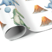 Dinosaur T-rex Name Age Wrapping Paper Cadeaupapier (Rol Hoek)