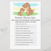 Dinosaur T-rex Nursery Rhyme Quiz baby shower game (Voorkant)
