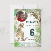 Dinosaur T Rex Oerwoud Birthday Party Foto Kaart (Voorkant)