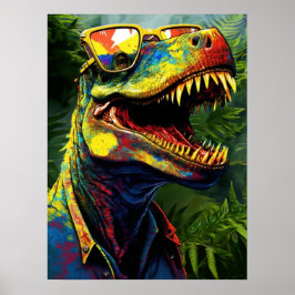 Dinosaur T Rex Oerwoud Modern Kinder Poster