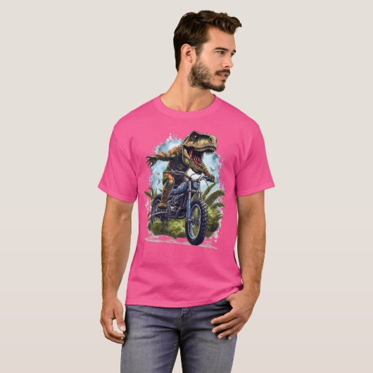 Dinosaur T Rex op Dirt Bike Funny Dinosaur Motorbi T-shirt (Voorkant volledig)