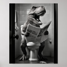 Dinosaur T-Rex op Toilet Badkamer Wall Art