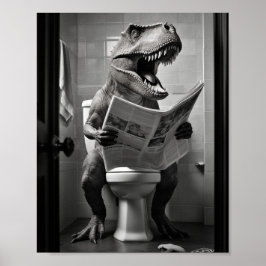 Dinosaur T-Rex op Toilet Badkamer Wall Art Poster