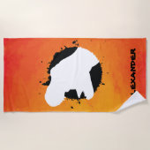 Dinosaur T-Rex Oranje aanval Aangepaste naam Strandlaken (Voorkant)