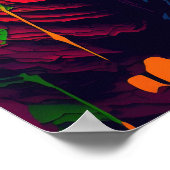 Dinosaur T Rex Oranje blauw Poster (Hoek)