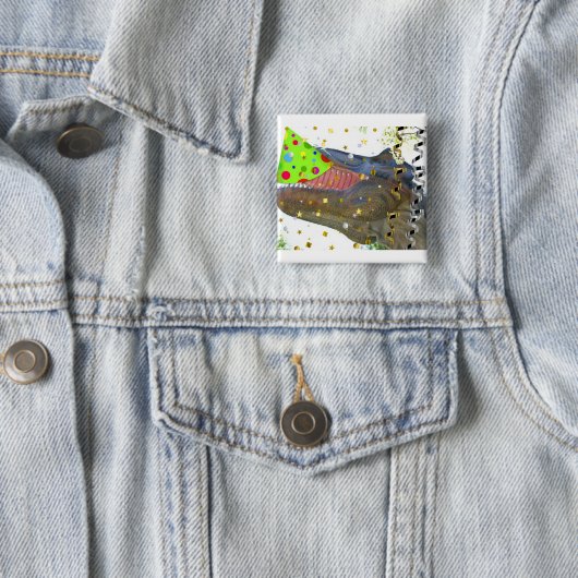 Dinosaur T-Rex Party Animal Vierkante Button 5,1 Cm (In situ)