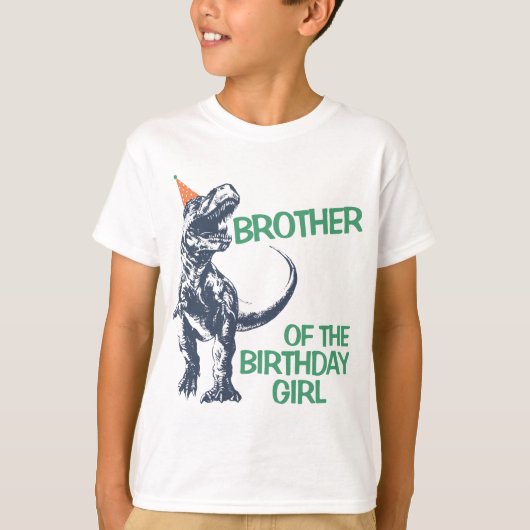 Dinosaur T-Rex Party Pet Brother of Birthday Girl T-shirt (Voorkant)