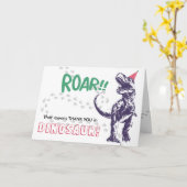 Dinosaur T-Rex Party Pet Roze & Paars Dank u wel Kaart (Gele Bloem)