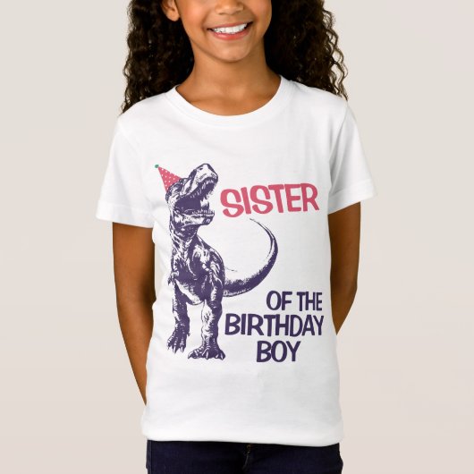 Dinosaur T-Rex Party Pet zuster van Birthday Boy T-shirt (Voorkant)