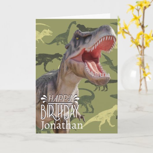 Dinosaur T Rex Pattern Jurassic World Kaart (Gele Bloem)