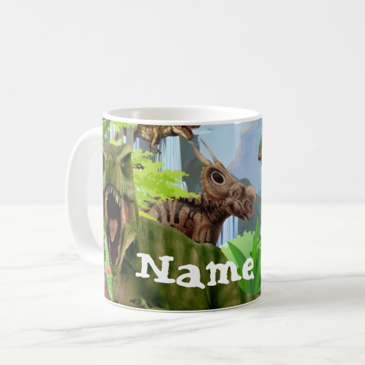 Dinosaur T Rex Personalized Coffee Mok, Cup Koffiemok (Voorkant links)