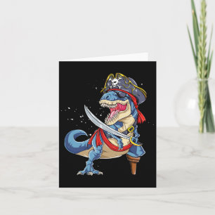 Dinosaur T Rex Pirate Jolly Roger Halloween Gifts Kaart