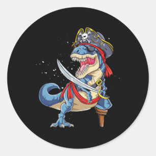 Dinosaur T Rex Pirate Jolly Roger Halloween Gifts Ronde Sticker