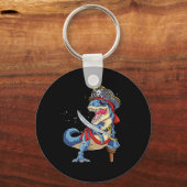 Dinosaur T Rex Pirate Jolly Roger Halloween Gifts Sleutelhanger (Voorkant)