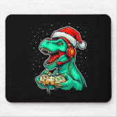 Dinosaur T Rex Playing Video Game Santa Hat Christ Muismat (Voorkant)