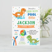 Dinosaur T-rex Pool Party Birthday Invitations Save The Date (Staand voorkant)