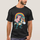 Dinosaur T Rex Rainbow Cloud Sparkles Pig T-shirt (Voorkant)
