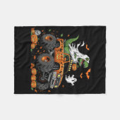 Dinosaur T-rex Riding Monster Truck Halloween Mann Fleece Deken (Voorkant (Horizontaal))