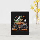 Dinosaur T-rex Riding Monster Truck Halloween Mann Kaart (Gele Bloem)